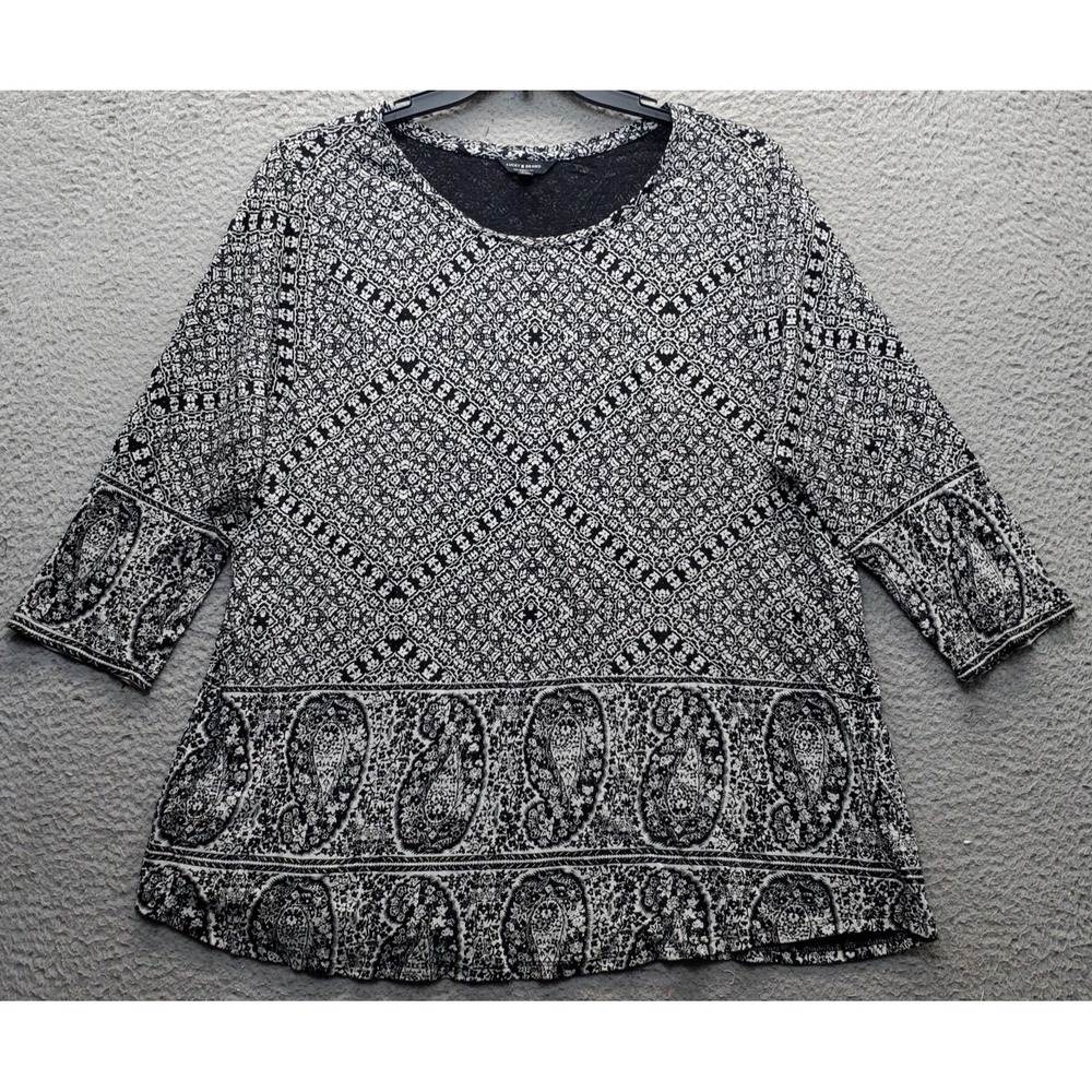 Lucky Brand Tunic Top Womens‎ 2X Multi Paisley Long Sleeve Round Neck Pullover